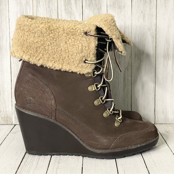 TIMBERLAND Earthkeepers Ladies Wedge Heel Boots Brown Size 7.5 - Picture 3 of 9